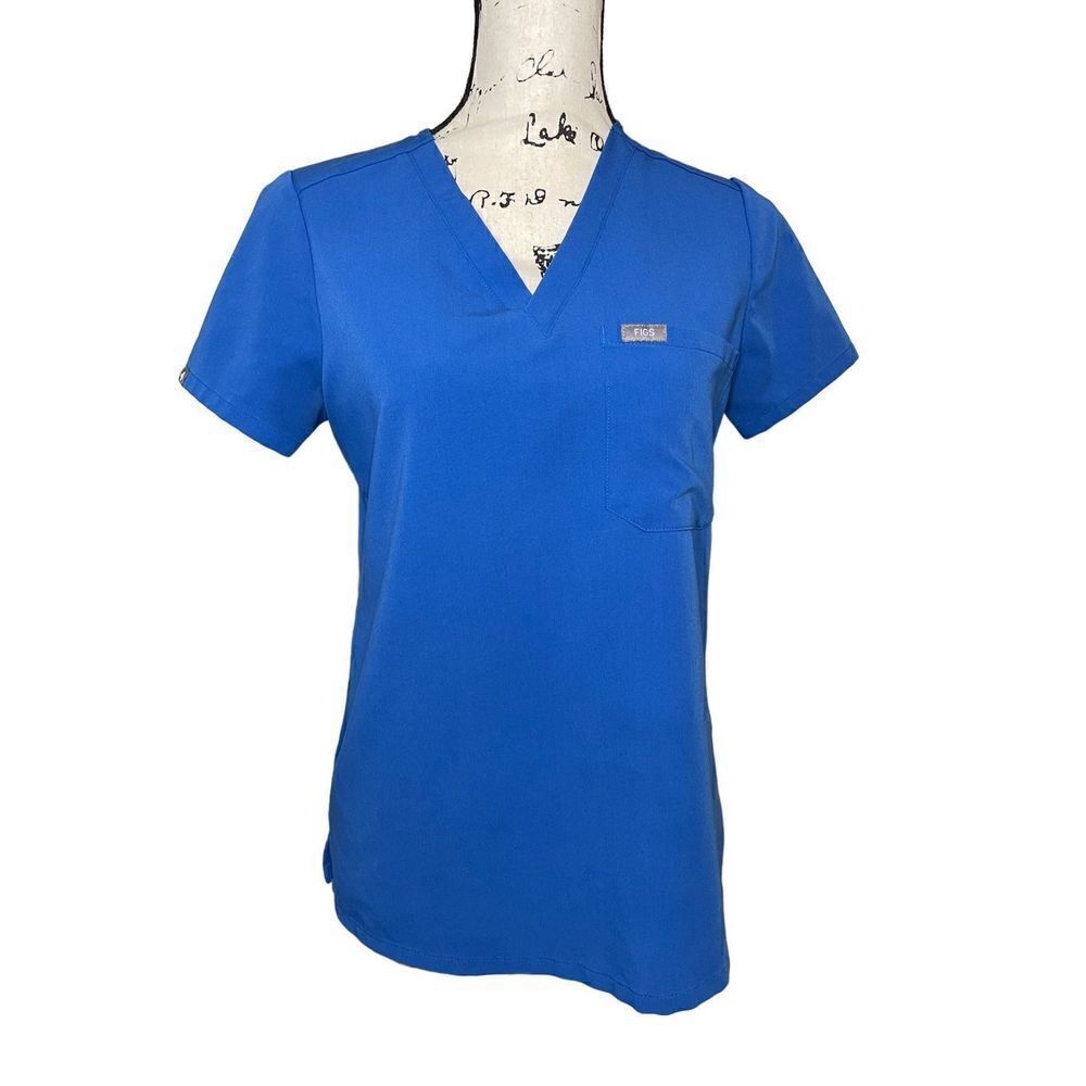 Figs 2 scrub tops, blue and light blue, Size XS